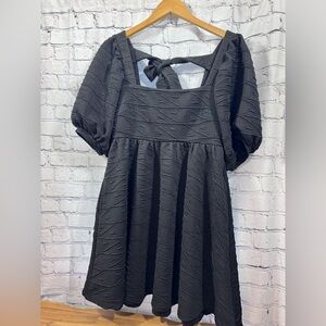 Free People Black Textured Dress with Bow Back EUC